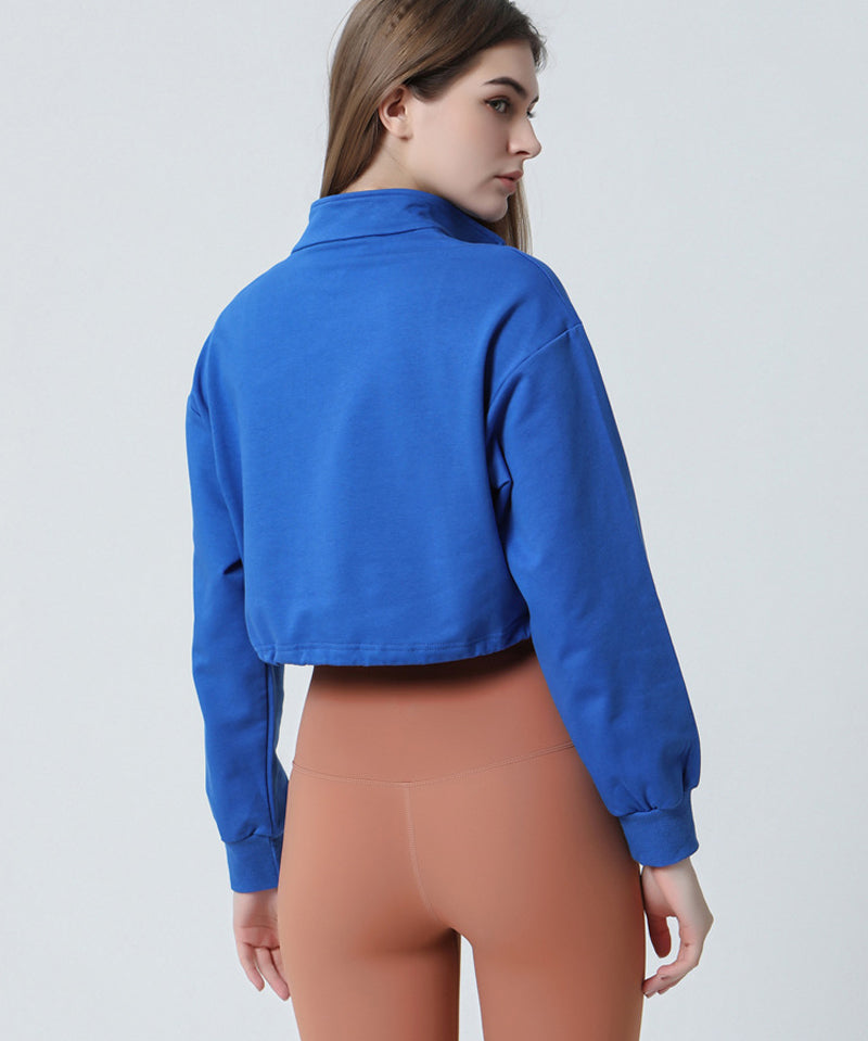 Half-zip Stand-up Collar Sweatshirt by bornfocus