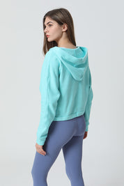 Wrap-Effect V-Neck Fleece Hoodie by bornfocus