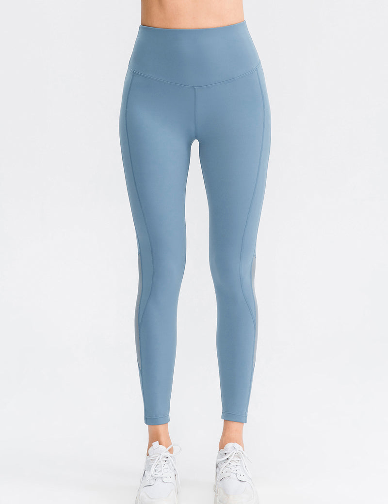 Mesh Insert High-Rise Ankle Leggings by bornfocus