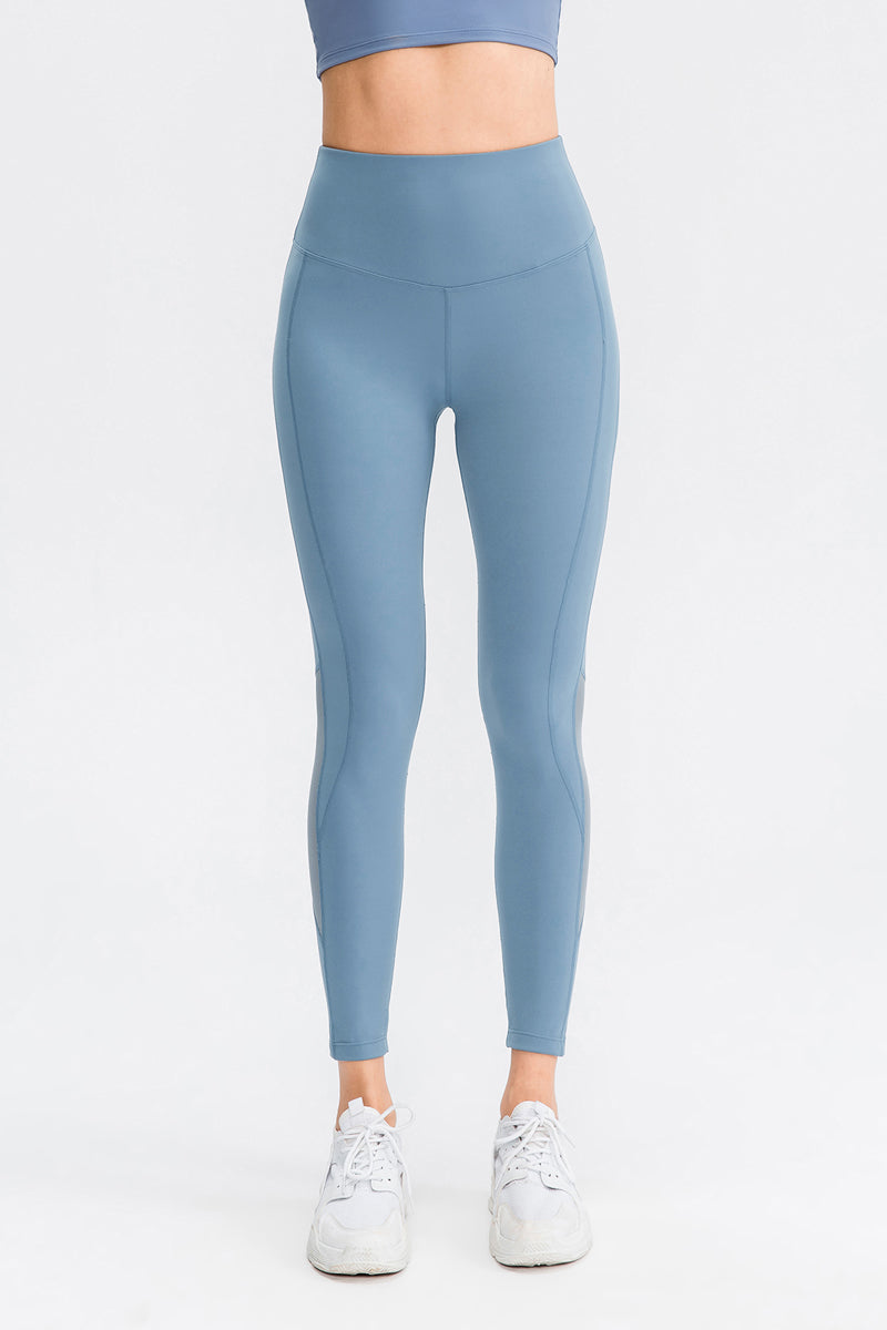 Mesh Insert High-Rise Ankle Leggings by bornfocus