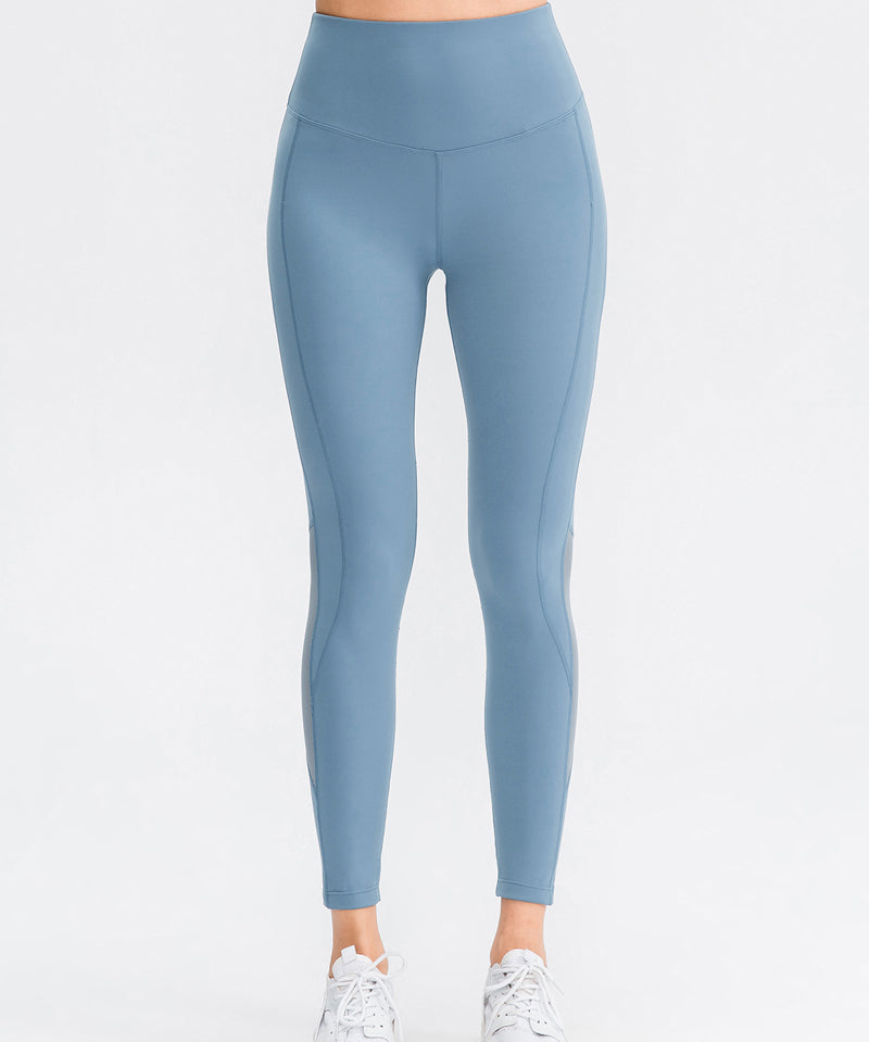 Mesh Insert High-Rise Ankle Leggings by bornfocus