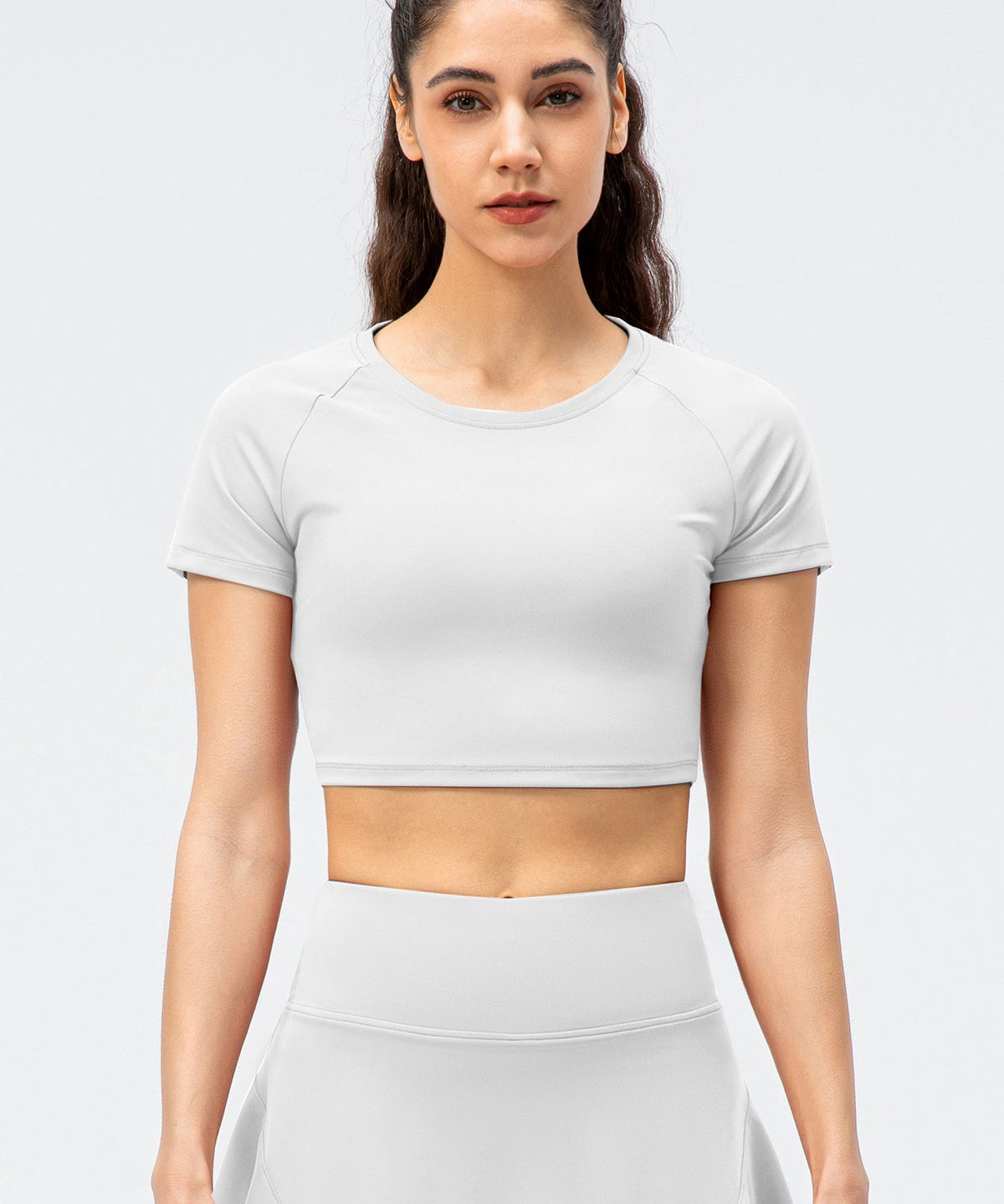 Crew Neck Cropped Short Sleeve T-Shirts by bornfocus