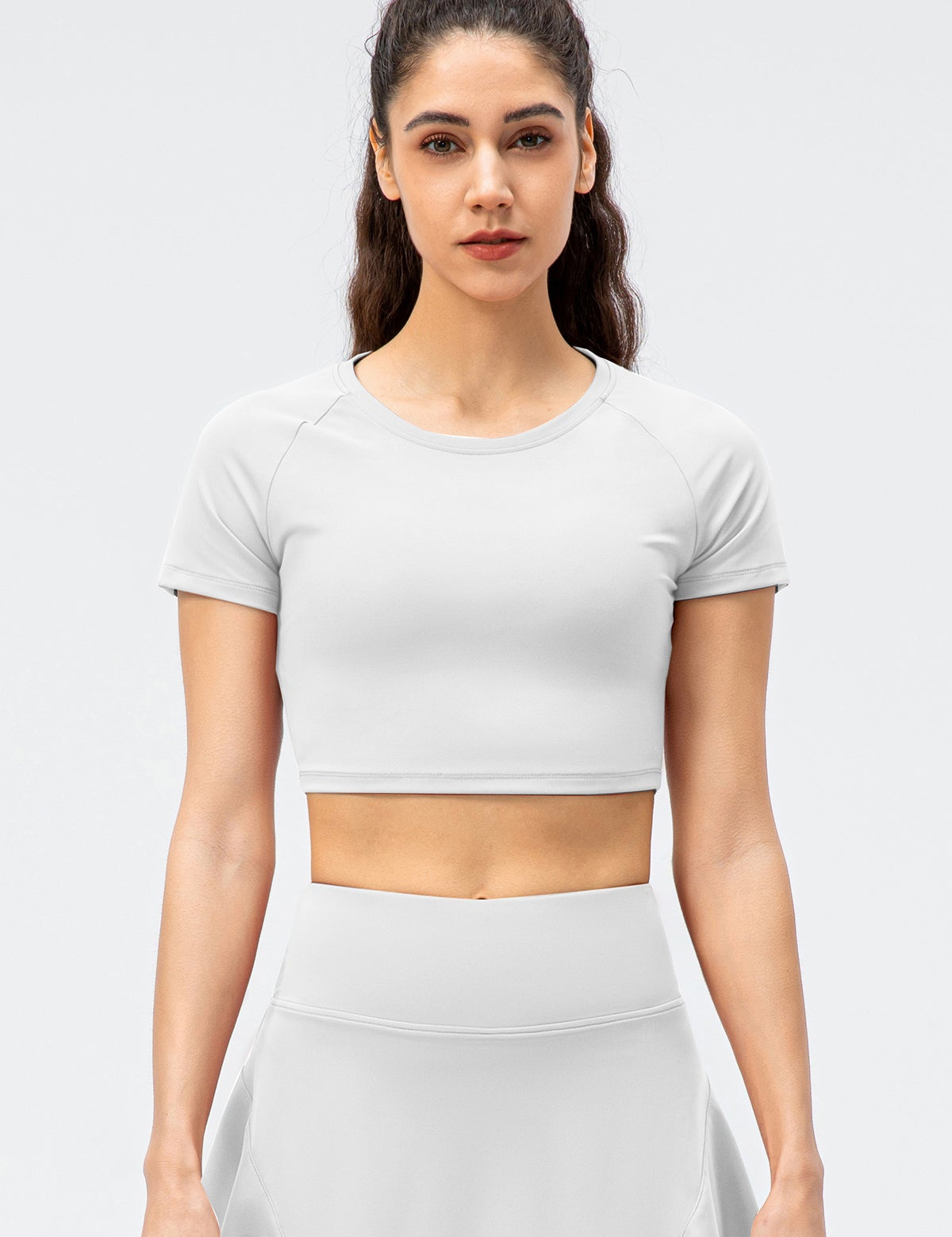 Crew Neck Cropped Short Sleeve T-Shirts by bornfocus