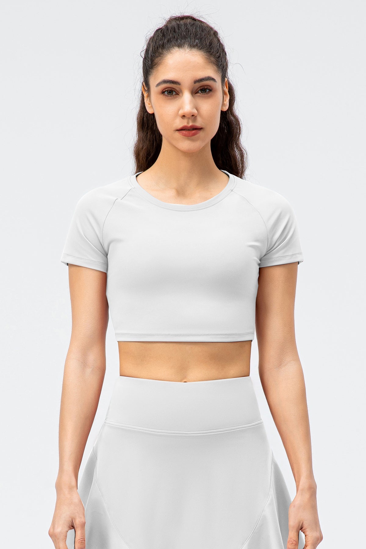 Crew Neck Cropped Short Sleeve T-Shirts by bornfocus