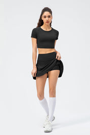 Crew Neck Cropped Short Sleeve T-Shirts by bornfocus