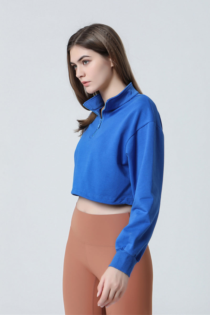 Half-zip Stand-up Collar Sweatshirt by bornfocus