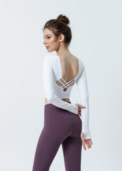 Backless Crop Tank Tops Built-in Bra by bornfocus