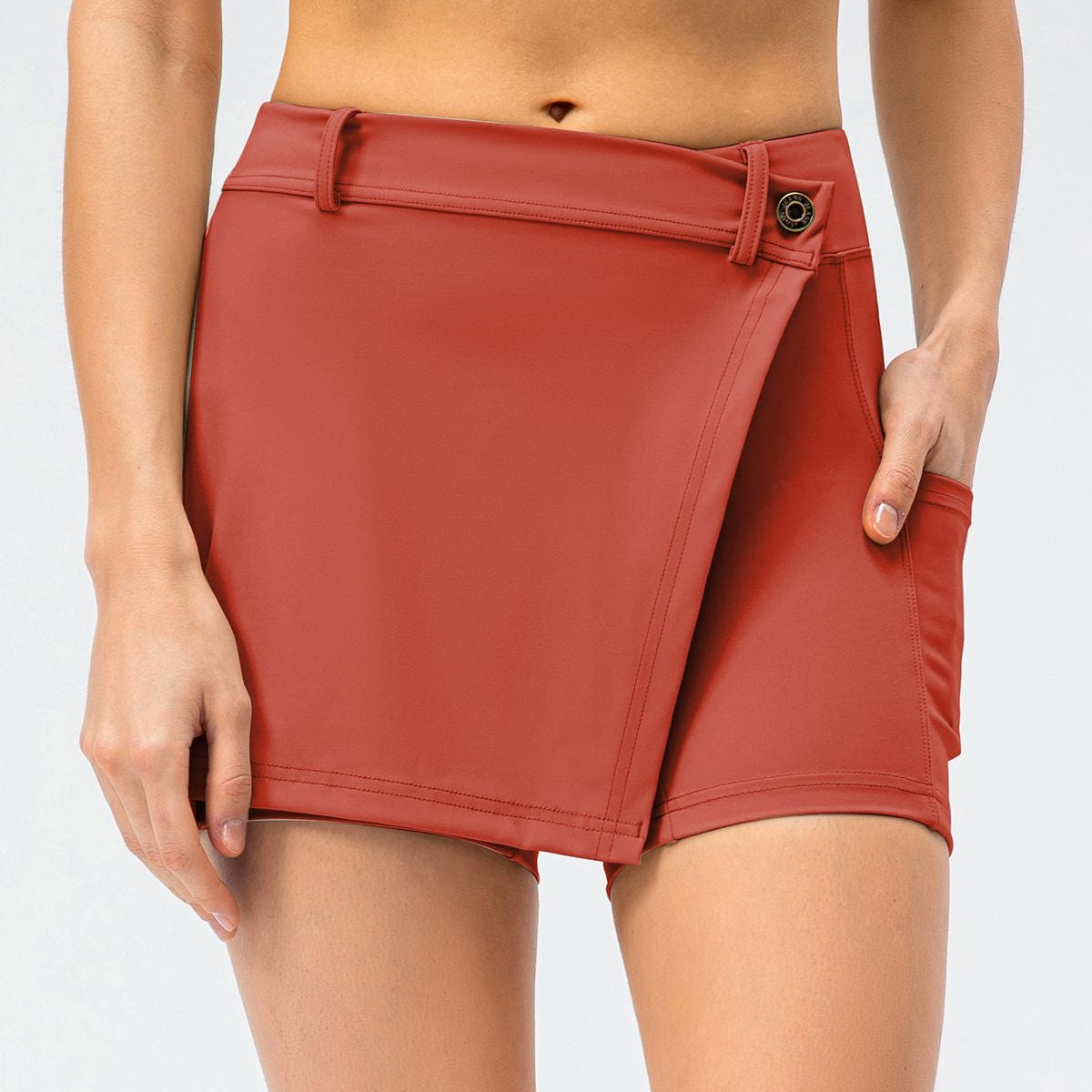 Mid-Waist Split Front Skort by bornfocus