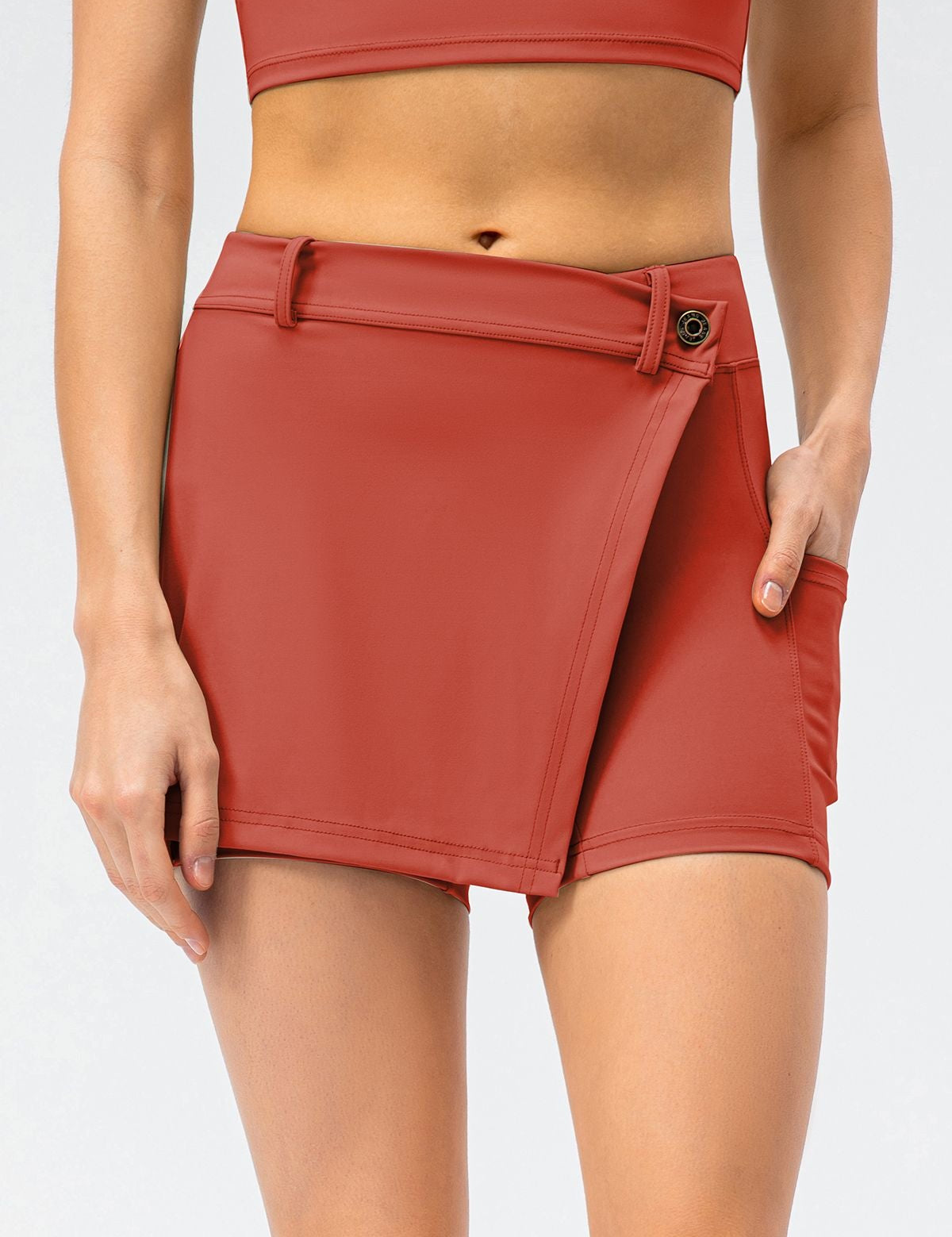 Mid-Waist Split Front Skort by bornfocus