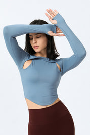 2 In 1 Long Sleeve Crop Tops by bornfocus