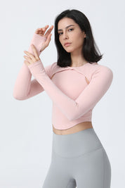 2 In 1 Long Sleeve Crop Tops by bornfocus