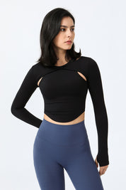 2 In 1 Long Sleeve Crop Tops by bornfocus