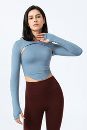 2 In 1 Long Sleeve Crop Tops by bornfocus