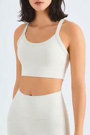 Rib-Knit Crossover Sports Bra by bornfocus