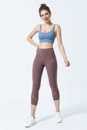 High-Rise Mesh Insert Capri Legging by bornfocus