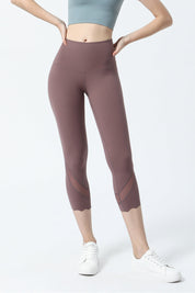 High-Rise Mesh Insert Capri Legging by bornfocus