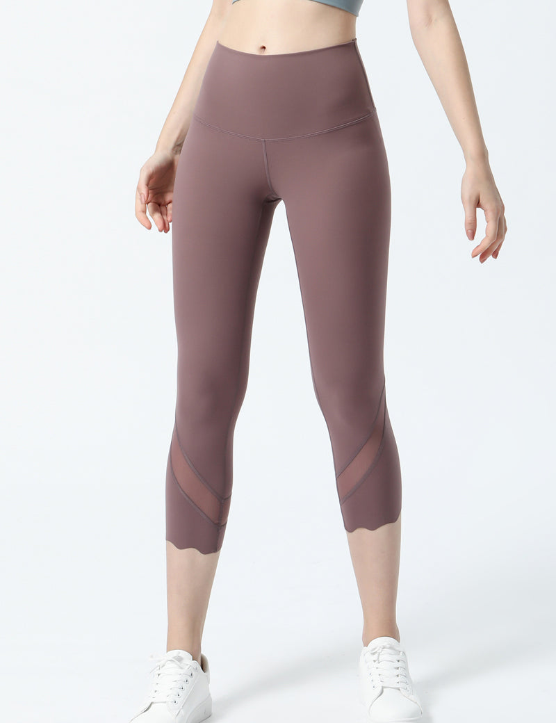 High-Rise Mesh Insert Capri Legging by bornfocus