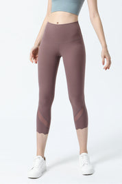 High-Rise Mesh Insert Capri Legging by bornfocus