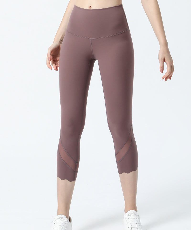 High-Rise Mesh Insert Capri Legging by bornfocus