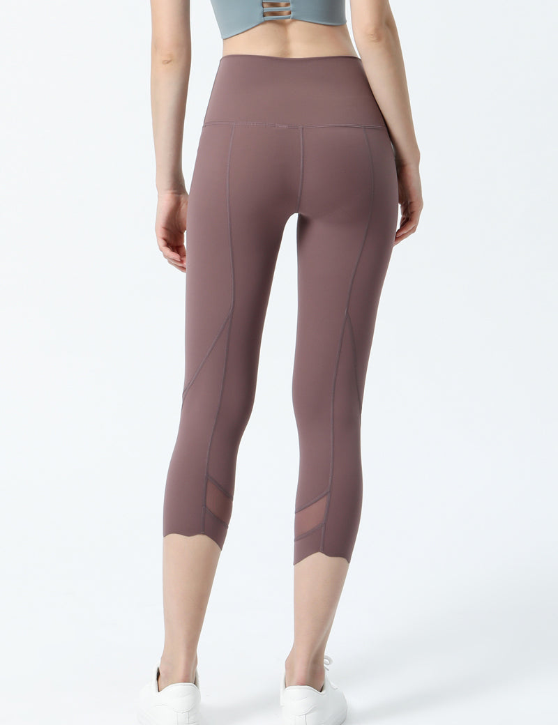 High-Rise Mesh Insert Capri Legging by bornfocus