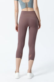 High-Rise Mesh Insert Capri Legging by bornfocus