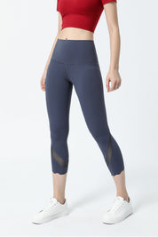 High-Rise Mesh Insert Capri Legging by bornfocus