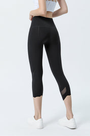 High-Rise Mesh Insert Capri Legging by bornfocus