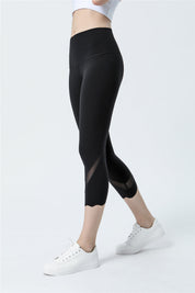 High-Rise Mesh Insert Capri Legging by bornfocus