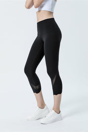 High-Rise Mesh Insert Capri Legging by bornfocus