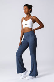 High Waist Flared Pants with Pockets by bornfocus