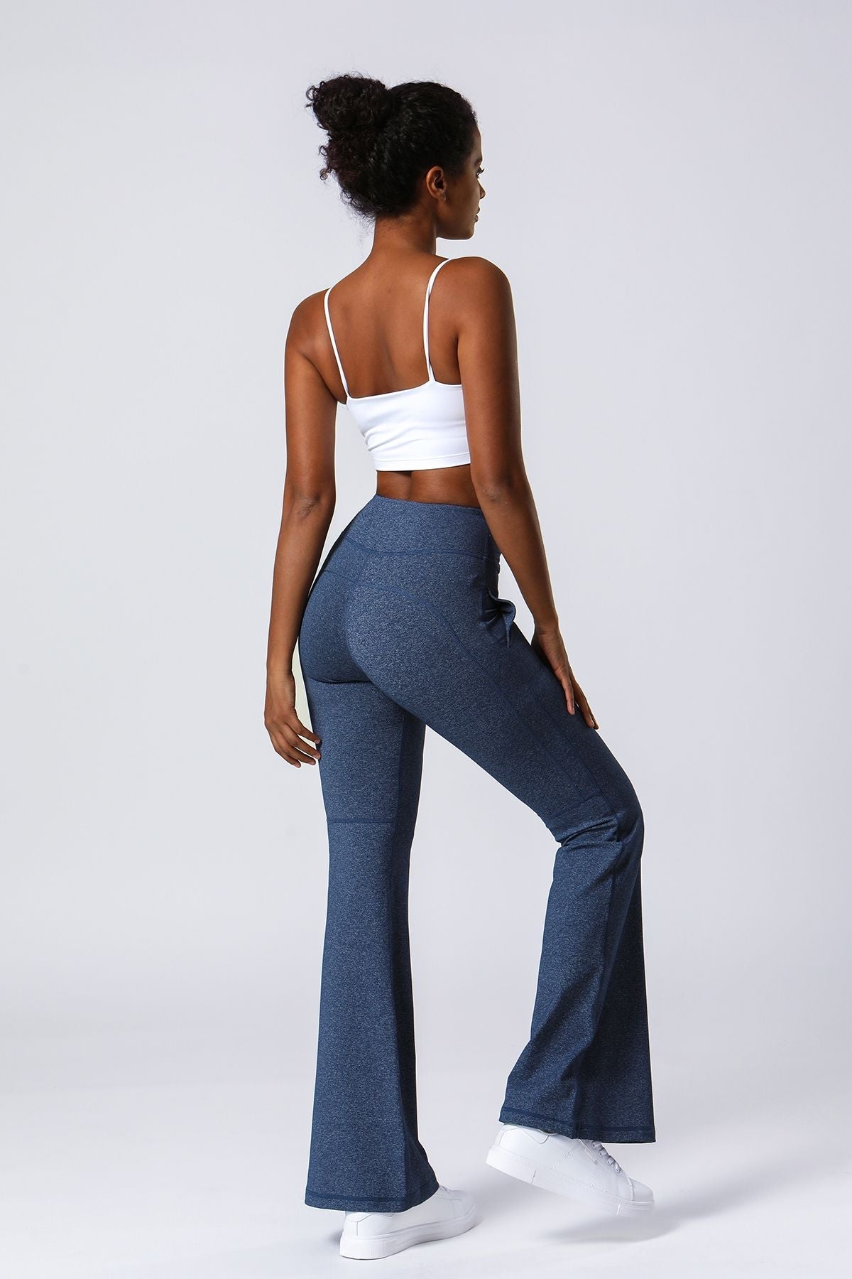 High Waist Flared Pants with Pockets by bornfocus