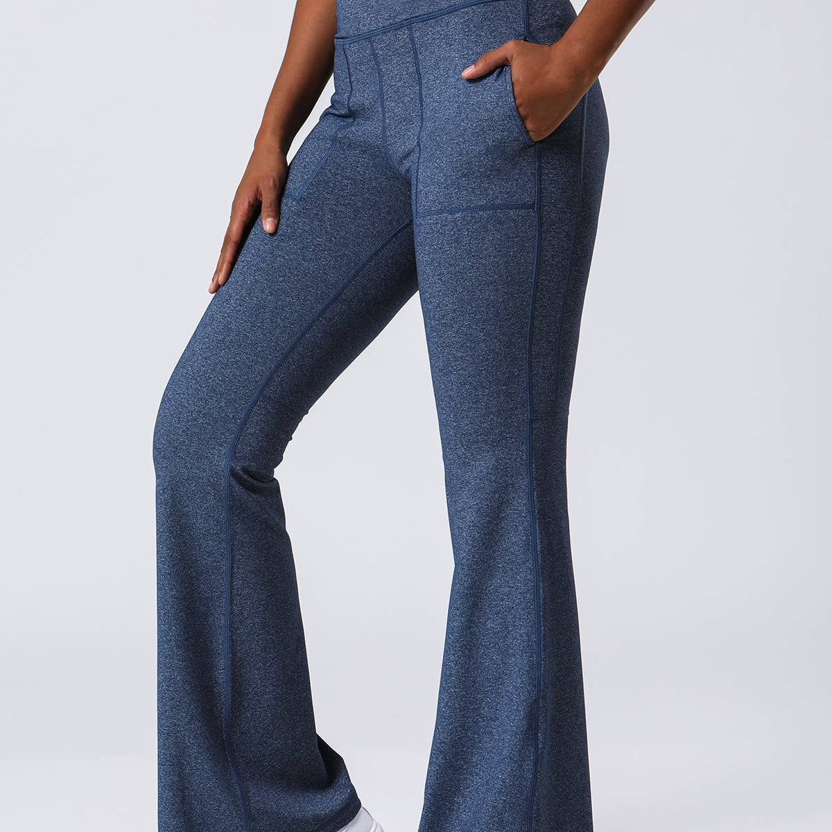 High Waist Flared Pants with Pockets by bornfocus