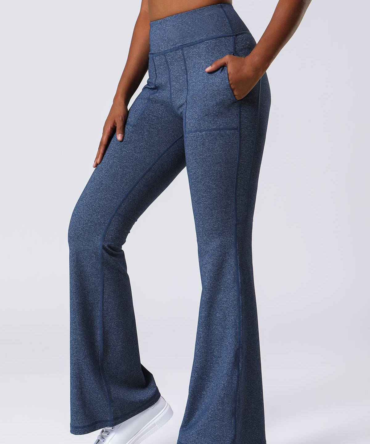 High Waist Flared Pants with Pockets by bornfocus