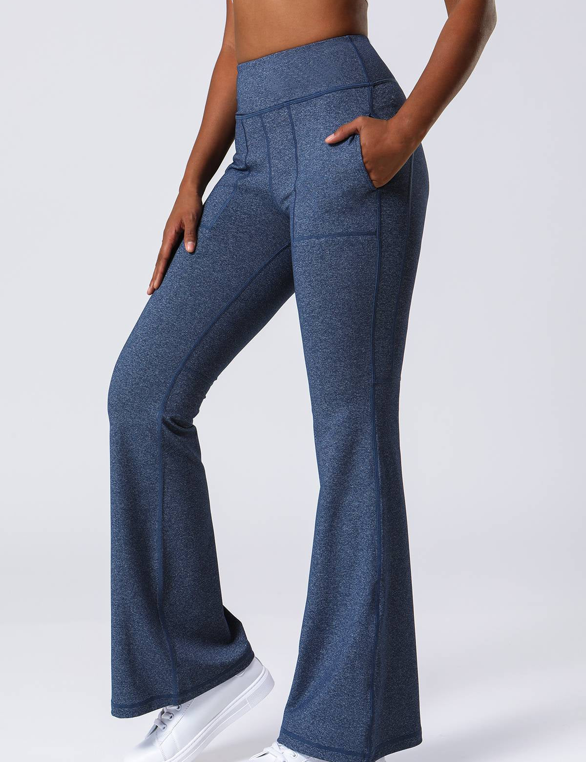 High Waist Flared Pants with Pockets by bornfocus