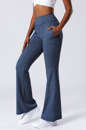 High Waist Flared Pants with Pockets by bornfocus