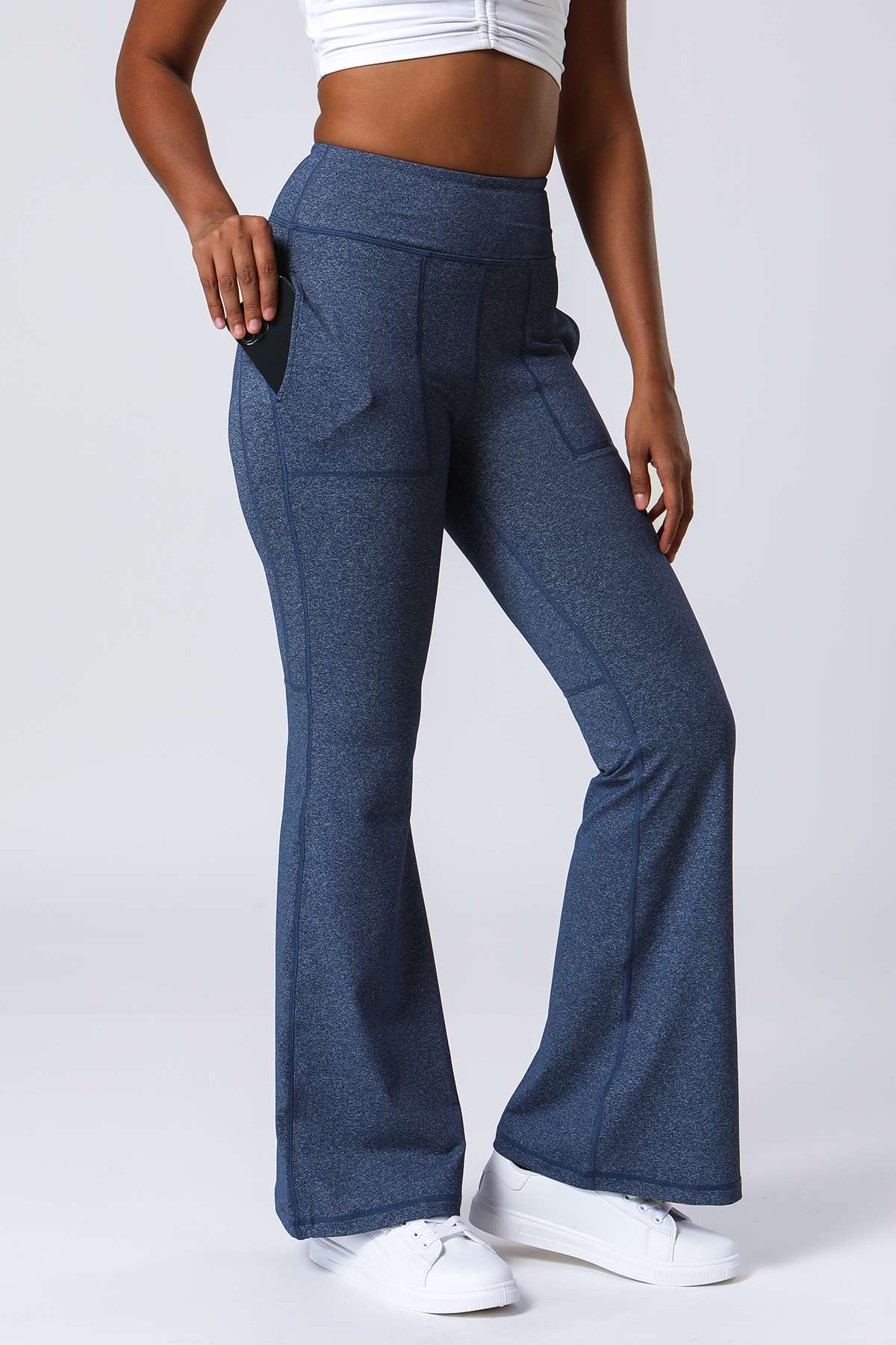 High Waist Flared Pants with Pockets by bornfocus