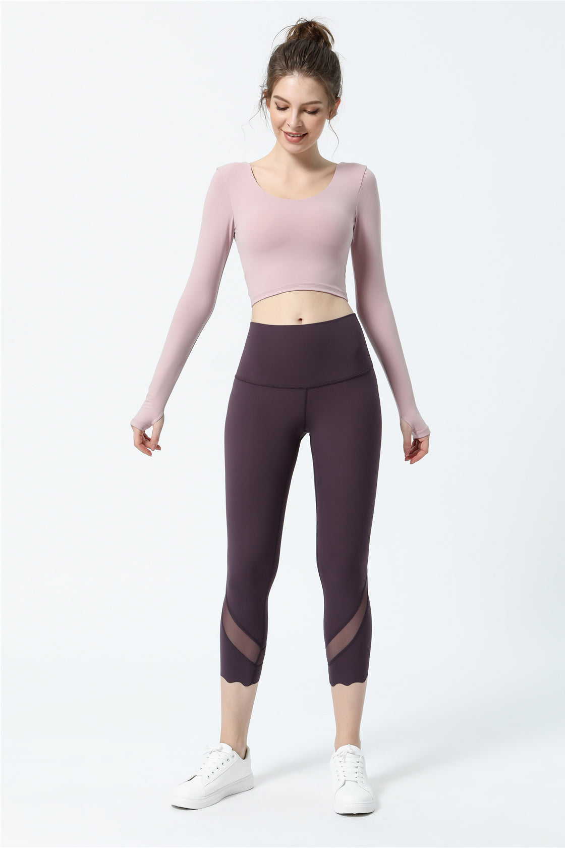 High-Rise Mesh Insert Capri Legging by bornfocus