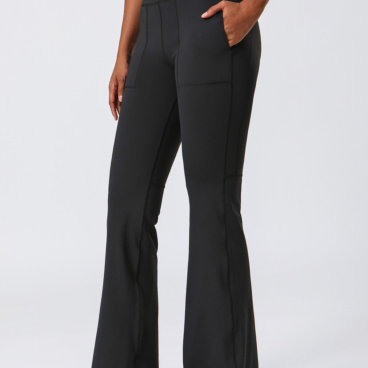 High Waist Flared Pants with Pockets by bornfocus