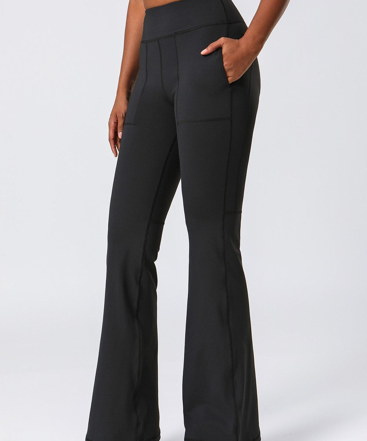 High Waist Flared Pants with Pockets by bornfocus