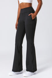 High Waist Flared Pants with Pockets by bornfocus