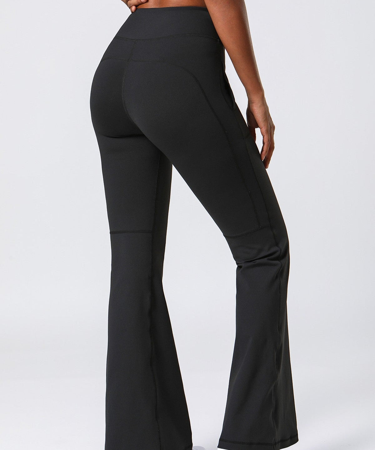 High Waist Flared Pants with Pockets by bornfocus