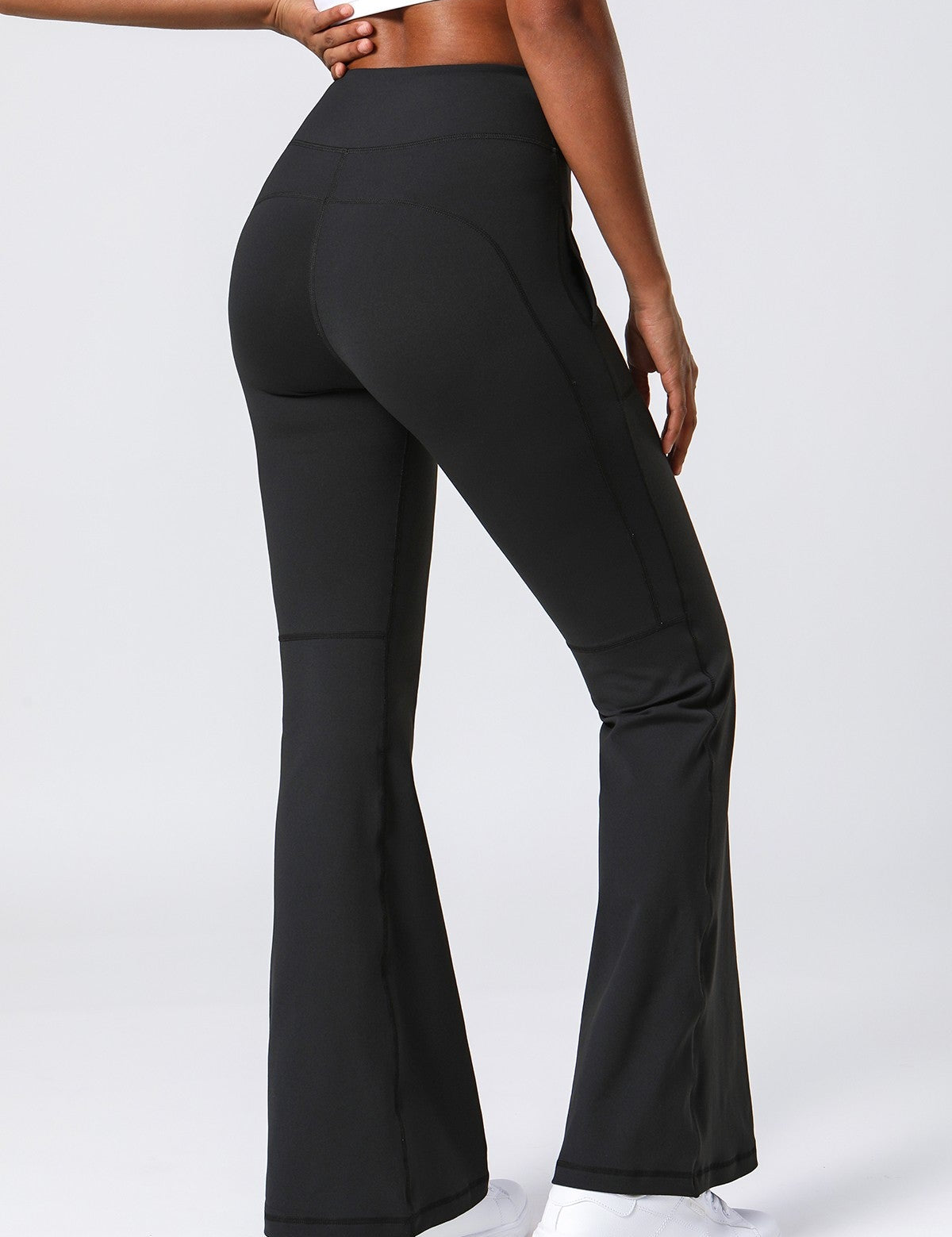 High Waist Flared Pants with Pockets by bornfocus