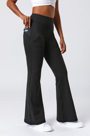 High Waist Flared Pants with Pockets by bornfocus