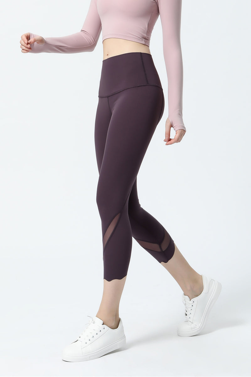 High-Rise Mesh Insert Capri Legging by bornfocus