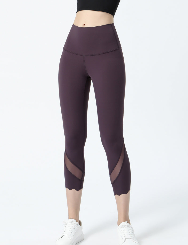 High-Rise Mesh Insert Capri Legging by bornfocus