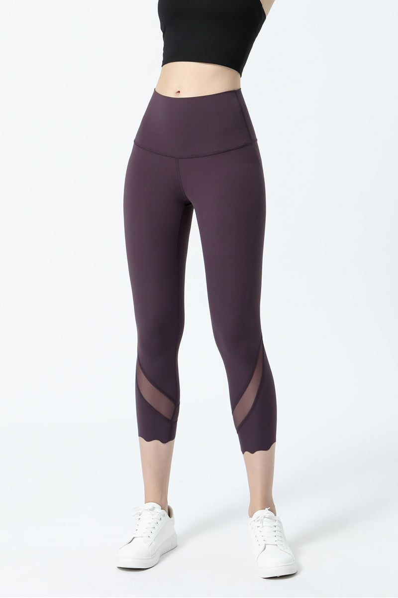 High-Rise Mesh Insert Capri Legging by bornfocus