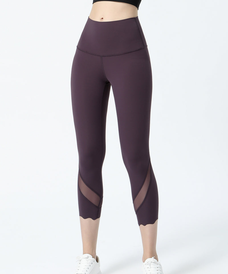 High-Rise Mesh Insert Capri Legging by bornfocus