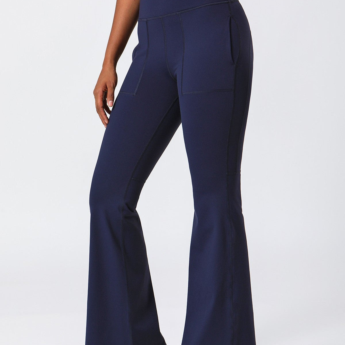 High Waist Flared Pants with Pockets by bornfocus