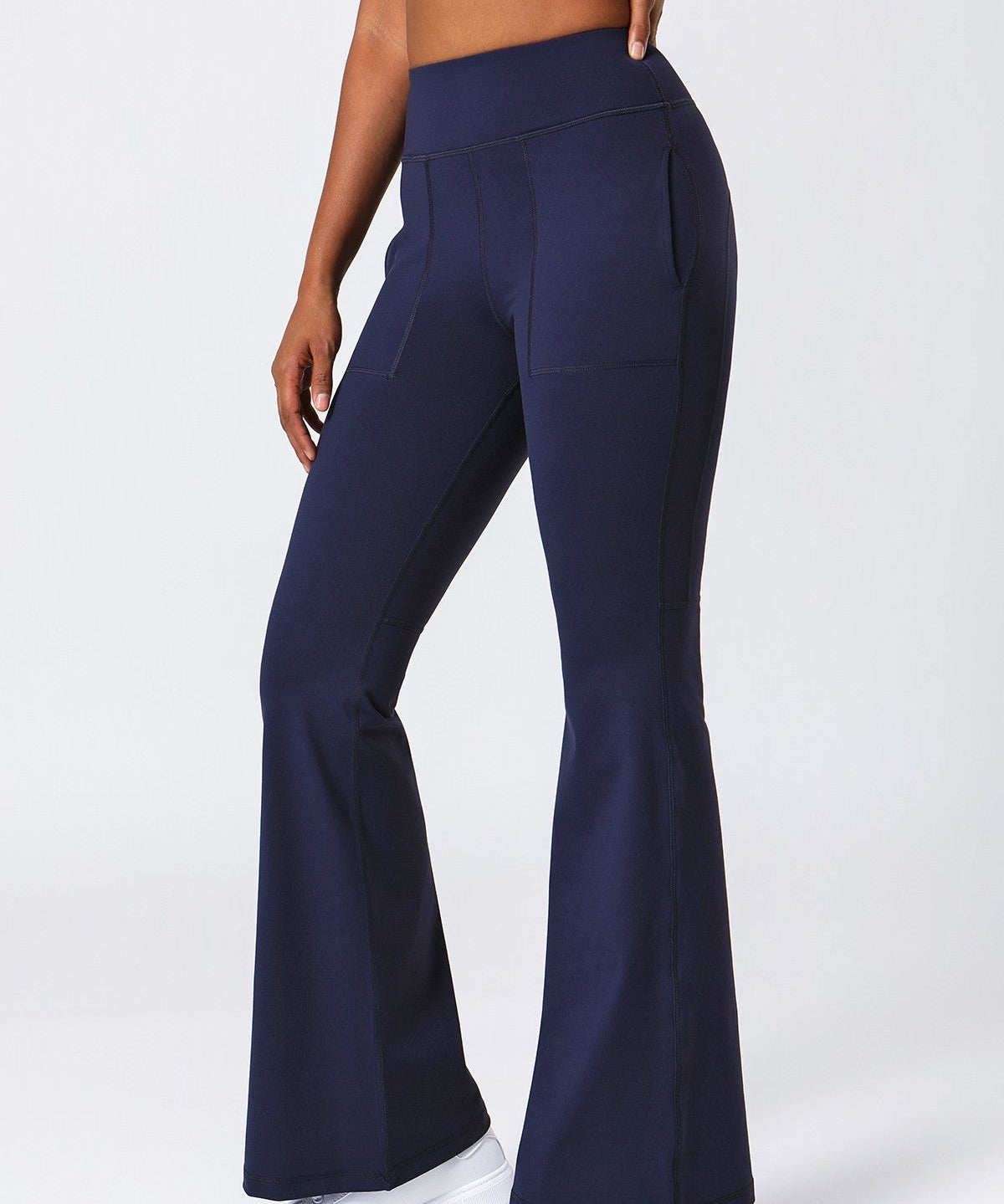 High Waist Flared Pants with Pockets by bornfocus