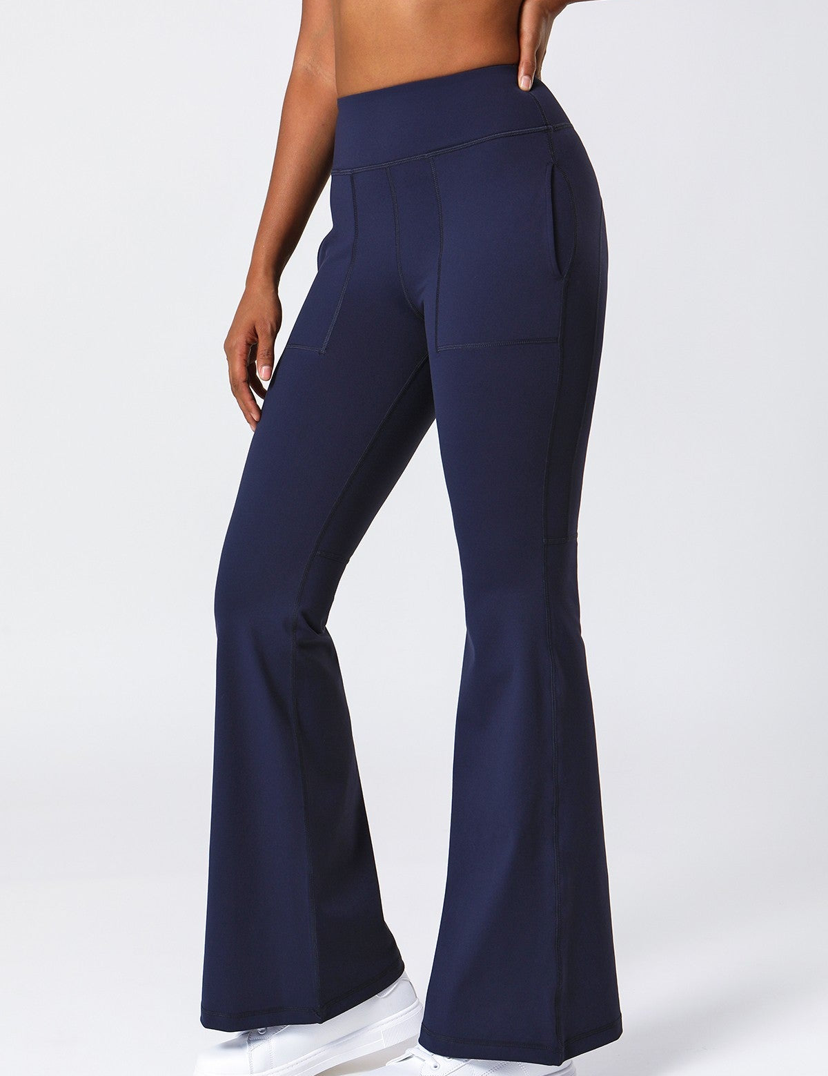 High Waist Flared Pants with Pockets by bornfocus